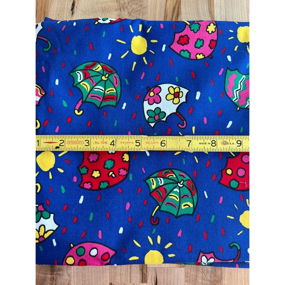 Vintage Fabric Cranston Print Works Schwartz Liebman Umbrella Rain Blue USA 4 YD - Picture 2 of 4